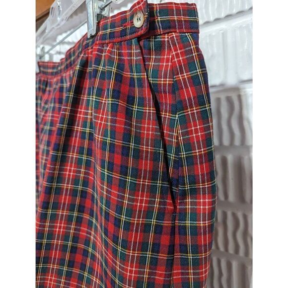 Pendleton Women's 14P  Green Plaid Summer Weight Wool Pleated Skirt - Picture 4 of 6